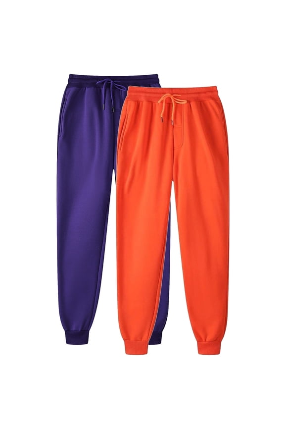 2PC Mens and Womens Joggers Pants Elastic Waisted Sweatpant with Pockets Casual Active Workout Running Sports Trousers