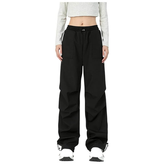 Lenago Athletic Pants For Women With Pockets Pants Ladies Solid Color Elastic Waist Tie Csual Versatile Waterproof And Windproof Outdoor Sports Pants Long Pants Lightweight Hiking Women Cargo Pants