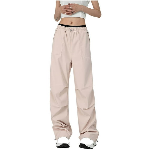 Lenago Athletic Pants For Women With Pockets Pants Ladies Solid Color Elastic Waist Tie Csual Versatile Waterproof And Windproof Outdoor Sports Pants Long Pants Lightweight Hiking Women Cargo Pants