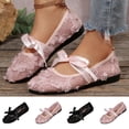 thumbnail image 1 of Lenago Bowknot Flat Shoes for Women Wide Width Round Toe Walking Shoes Casual Womens Dress Shoes Office Shopping Party Travel Black Size-9, 1 of 10