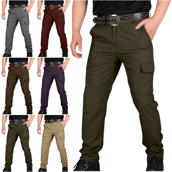Lenago Cargo Pants for Men Elastic Waist Casual Multi-pocket Work Pants Sports Trousers Pants Outdoor Hiking Straight-leg Pants,Size S-4XL
