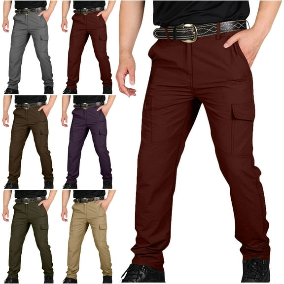 Lenago Cargo Pants for Men Elastic Waist Casual Multi-pocket Work Pants Sports Trousers Pants Outdoor Hiking Straight-leg Pants,Size S-4XL