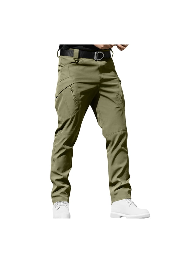 Cargo Pants for Men Loose High Elasticity Waterproof Multi Pocket Jogging Sweatpants Pants Green 2XL