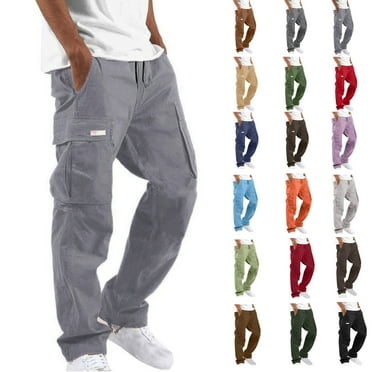 Lenago Cargo Pants for Men Solid Casual Multiple Pockets Outdoor Straight Type Fitness Pants Cargo Pants Trousers on Clearance under 10