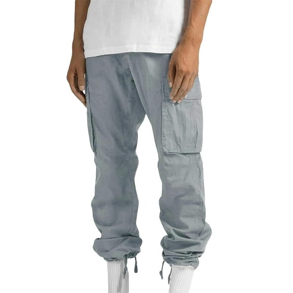 Lenago Cargo Pants for Men Solid Casual Multiple Pockets Outdoor Straight Type Fitness Pants Cargo Pants Trousers