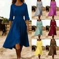 thumbnail image 1 of Lenago Casual Dress Women's Spring And Summer Round-Neck Solid-Color Casual Long-Sleeved Long Dress Mint Green S, 1 of 7