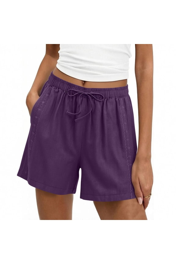 Casual Shorts for Women Board Shorts with Pockets Quick Dry Swim Trunks for Beach Surfing Elastic Waist Shorts Summer Vacation Beach Fashion Plus Size Purple M