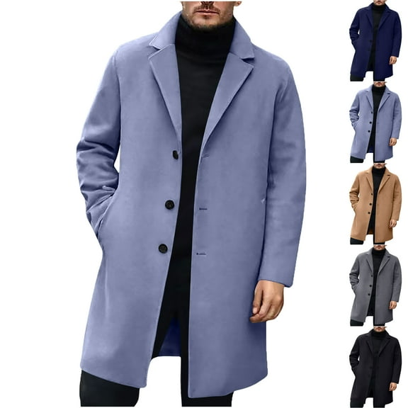 Lenago Coats Size XS-2XL, Mens Coats Boys' Outerwear Jackets & Coats Medium Long Casual Coat Long Sleeve Lapel Collar Pocket Coat With Pockets Fall Jackets For Men