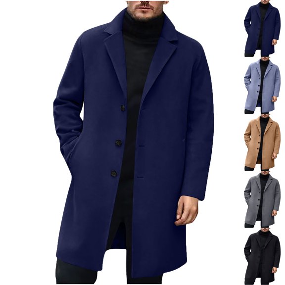 Lenago Coats Size XS-2XL, Mens Coats Boys' Outerwear Jackets & Coats Medium Long Casual Coat Long Sleeve Lapel Collar Pocket Coat With Pockets Fall Jackets For Men