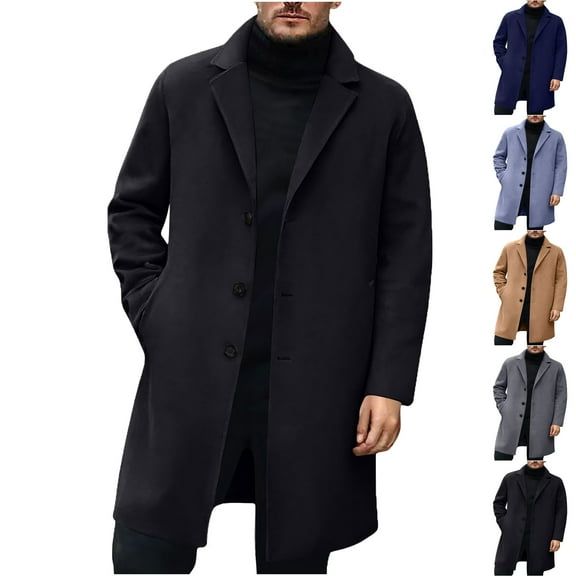 Lenago Coats Size XS-2XL, Mens Coats Boys' Outerwear Jackets & Coats Medium Long Casual Coat Long Sleeve Lapel Collar Pocket Coat With Pockets Fall Jackets For Men