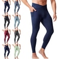 thumbnail image 1 of Lenago Compression Pants Men Unisex Workout Leggings Athletic Running Gym Tights With Pockets Solid Color Yoga High Waist Sports Tight Pants Jogging Warm Leggings Pants Football Compression Pants, 1 of 6