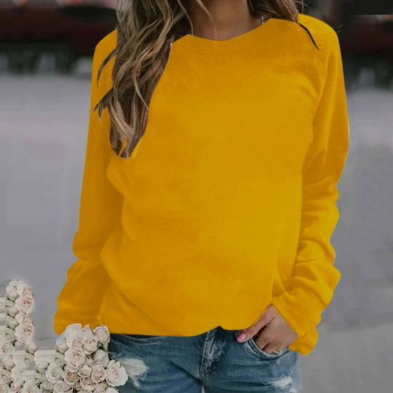 Lenago Crewneck Sweatshirt Women Fashion Casual Long Sleeve Round Neck Ladies Sweatshirt Tops Blouse Fall Winter Outfits Clothes