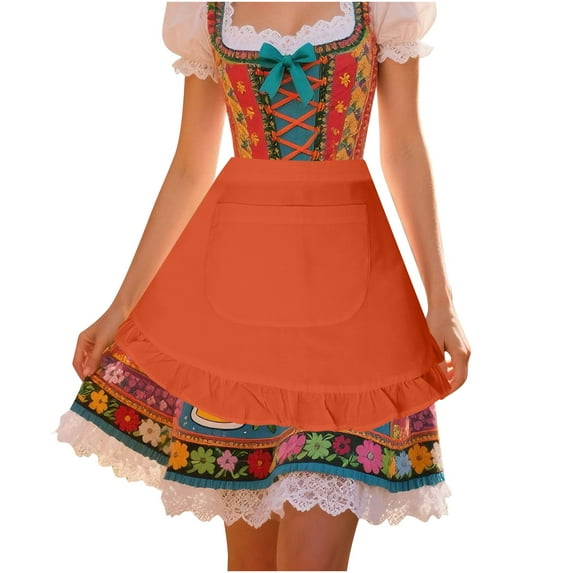 Lenago Womens Apron Dresses For Women Oktoberfest Costumes Multiple Color Schemes Square Collar Short Sleeves Dirndl Dresses German Dresses Festival Bavarian Costume Beer Carnival Women Party Dresses