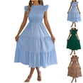 thumbnail image 1 of Lenago Dresses for Women Casual Solid Color Round-Neck Summer Sleeveless Mid-length Dress Beach Vacation Clothes, 1 of 9