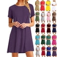 thumbnail image 1 of Lenago Dresses for Womens 2025 Crewneck Short Sleeve Casual Standard-Fit Midi Party T-Shirt Dress Wedding Guest Dresses S, 1 of 5