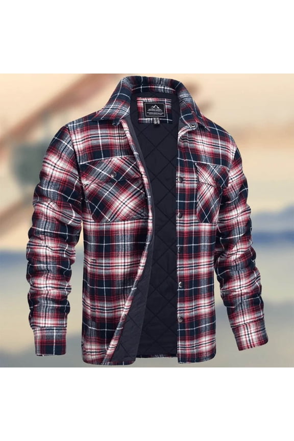 Fall Plaid Shirts For Men Button Up Fleece Lining Warm Jackets Winter Fashion Outerwear Thermal Tops For Cold Weather Regular Fit Casual Shirts For Winter