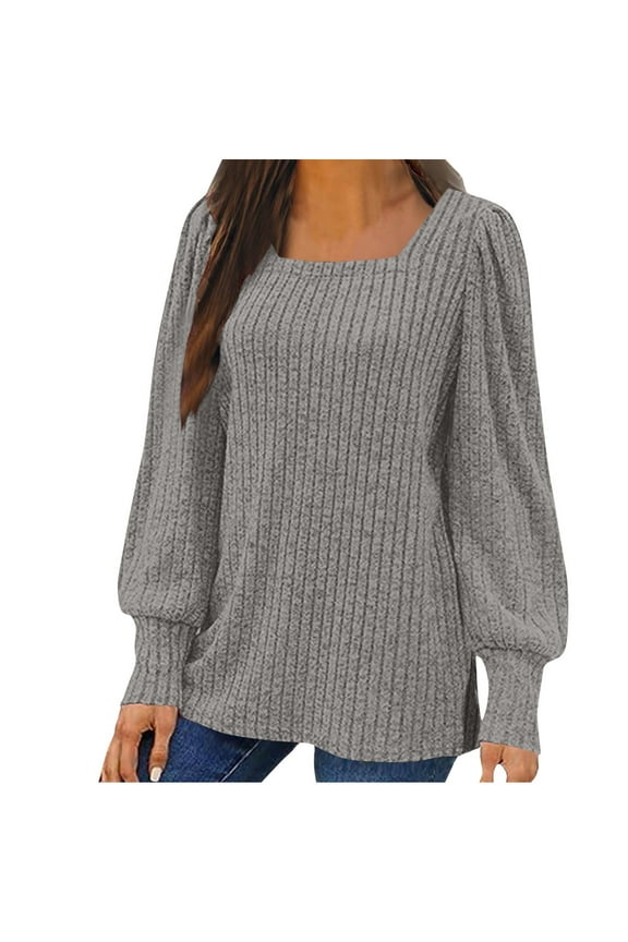 Lenago Fall Sweaters for Women Plus Size Fashion Long Sleeve Loose Solid Color Blouse Pullover Sweaters Jumper