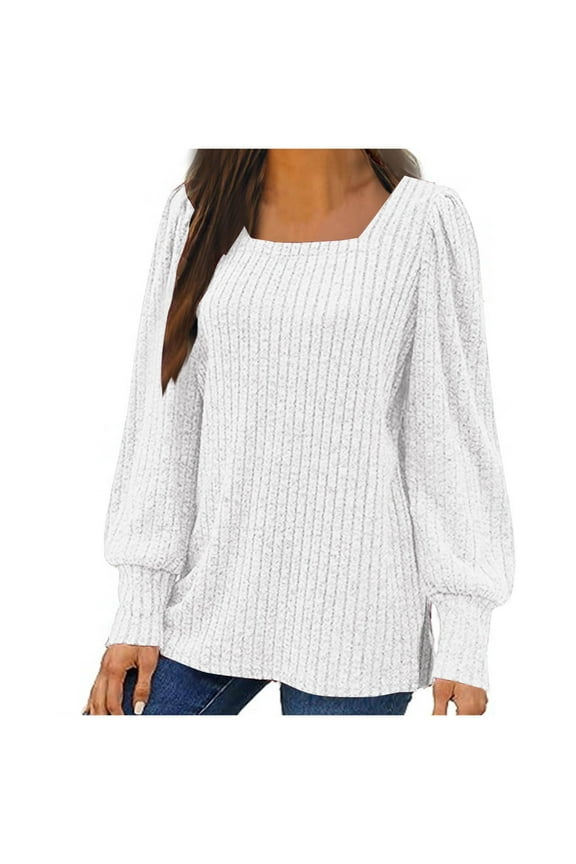 Lenago Fall Sweaters for Women Plus Size Fashion Long Sleeve Loose Solid Color Blouse Pullover Sweaters Jumper