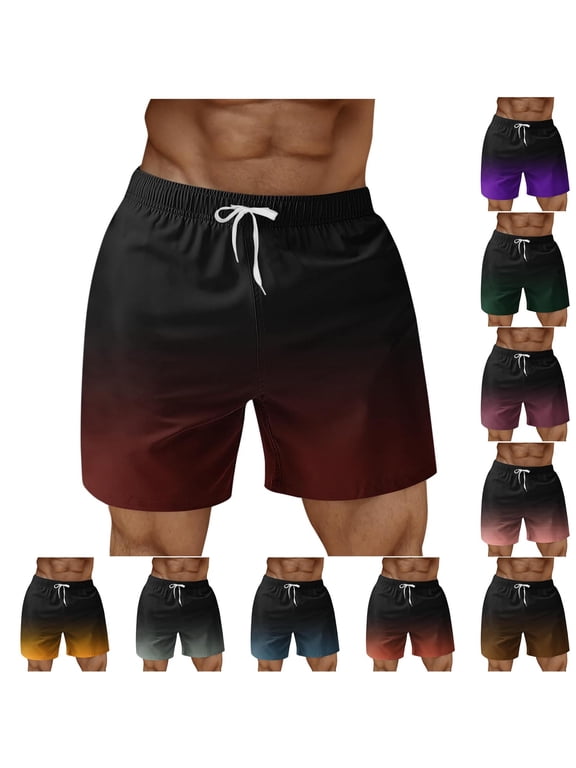 Fashion Shorts for Men Casual Lightweight Breathable Swimming Trunks Bermuda Shorts Athletic Gym ShortsSide Pockets Summer Beach Pants Vacation Holiday