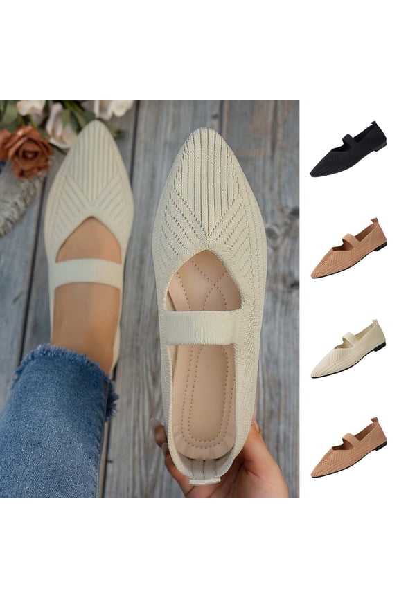 Flats for Women Dressy Flat Shoes Slip On No Show Socks Sandals for Women Casual Office Work Wedding Comfort Soft Black Size-9