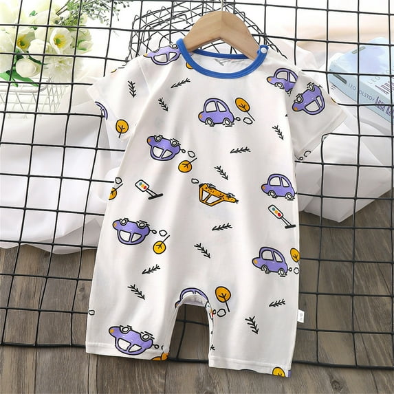 Lenago Infant Newborn Baby Bodysuit Easy Peasy Boys Girls Short Sleeve Outfits Cute Animals Cartoon Romper Jumpsuit Clothes