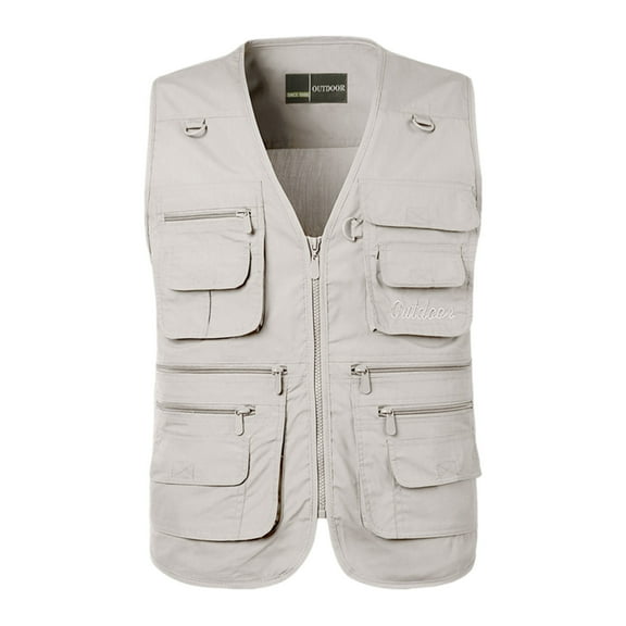Lenago Jackets Size L-5XL,Men's Lightweight Jackets Full Zip Up Light Coat Laydown Collar Jacket Outdoor Fishing Jacket with Zip Pockets Sleeveless Stand-up Collar Top Waistcoat