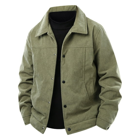 Lenago Jackets Size M-5XL,Men's Oversized Jean Jacket Solid Color Mens Shirts Jackets Long Sleeved Lapel Button Cardigan With Thick Corduroy And Lamb Wool Jacket With Pockets