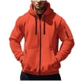 thumbnail image 1 of Lenago Jackets Size S-3XL,Mens Coats Outdoor Sports Casual Fashion Zip Up Jacket Solid Color Pull Rope Hooded Long-Sleeve Zip Pocket Outwear/Jackets Fall Jackets For Men, 1 of 7