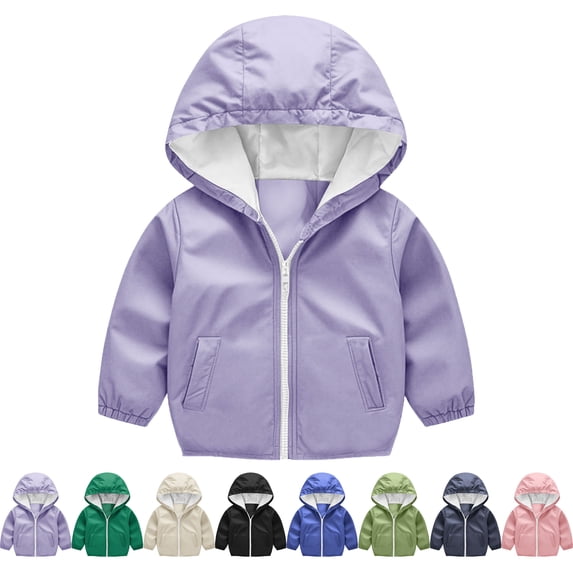 Lenago Kids Raincoat Babys Raincoat Boys And Girls Waterproof Rain Jacket Solid Color Zipper Hooded Long Sleeves Waterproof Jacket Windbreaker Lightweight Coat Kids Raincoat Outerwear With Pockets