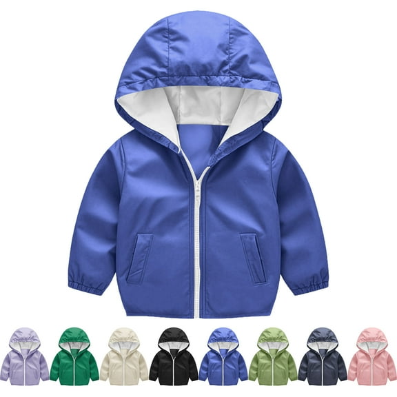 Lenago Kids Raincoat Babys Raincoat Boys And Girls Waterproof Rain Jacket Solid Color Zipper Hooded Long Sleeves Waterproof Jacket Windbreaker Lightweight Coat Kids Raincoat Outerwear With Pockets