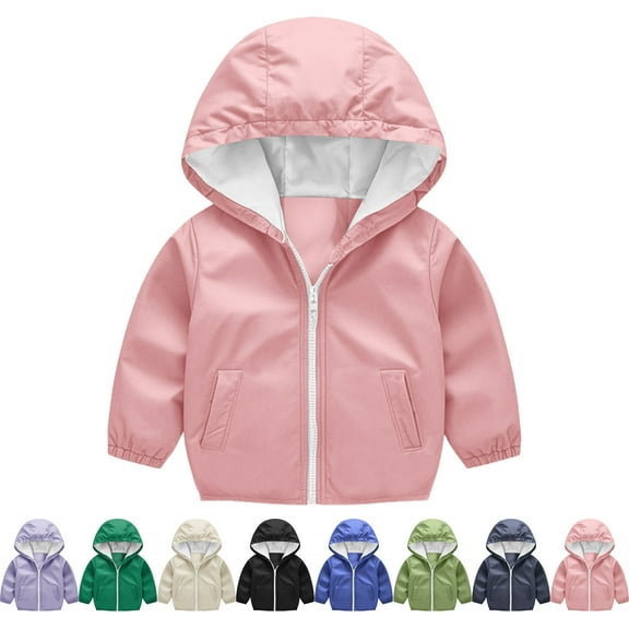 Lenago Kids Raincoat Babys Raincoat Boys And Girls Waterproof Rain Jacket Solid Color Zipper Hooded Long Sleeves Waterproof Jacket Windbreaker Lightweight Coat Kids Raincoat Outerwear With Pockets