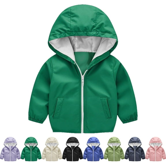 Lenago Kids Raincoat Babys Raincoat Boys And Girls Waterproof Rain Jacket Solid Color Zipper Hooded Long Sleeves Waterproof Jacket Windbreaker Lightweight Coat Kids Raincoat Outerwear With Pockets