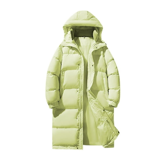 Lenago Long Quilted Jackets For Men Autumn Winter Fashion Quilted Coat Solid Color Long Sleeves With Hoods Full Zipped Thermal Comfortable Casual Outerwear Warm Clothing
