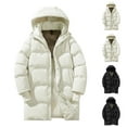 thumbnail image 1 of Lenago Long Quilted Jackets For Men Autumn Winter Fashion Quilted Coat Solid Color Long Sleeves With Hoods Full Zipped Thermal Comfortable Casual Outerwear Warm Clothing, 1 of 9
