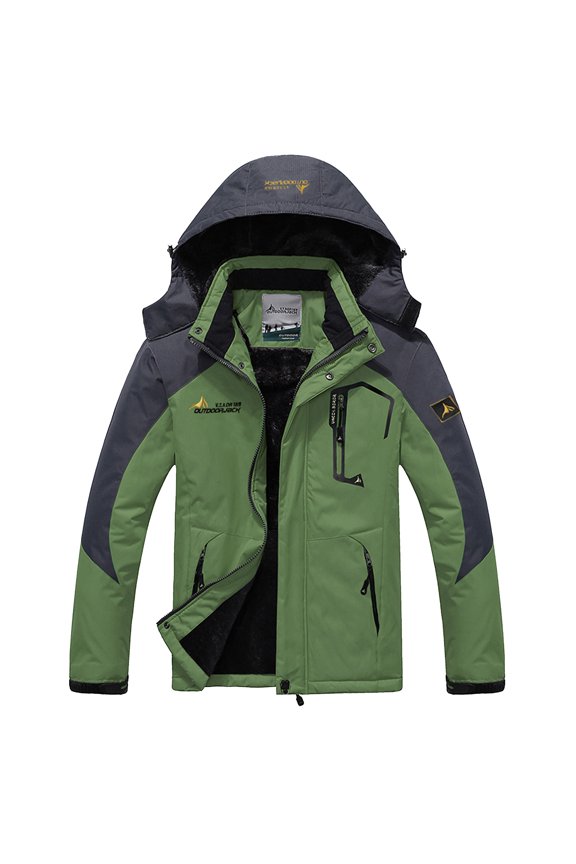 Lenago Man's Warm Waterproof Windbreaker Hooded Raincoat Snowboarding Jackets