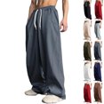 thumbnail image 1 of Lenago Men Casual Pants Straight Fit with Side Pockets Elastic Waist Polyester for Spring Summer Daily Work Outdoor Home Wear Multiple Colors Available, 1 of 6