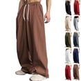 thumbnail image 1 of Lenago Men Casual Pants Straight Fit with Side Pockets Elastic Waist Polyester for Spring Summer Daily Work Outdoor Home Wear Multiple Colors Available, 1 of 7