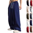 thumbnail image 1 of Lenago Men Casual Pants Straight Fit with Side Pockets Elastic Waist Polyester for Spring Summer Daily Work Outdoor Home Wear Multiple Colors Available, 1 of 7