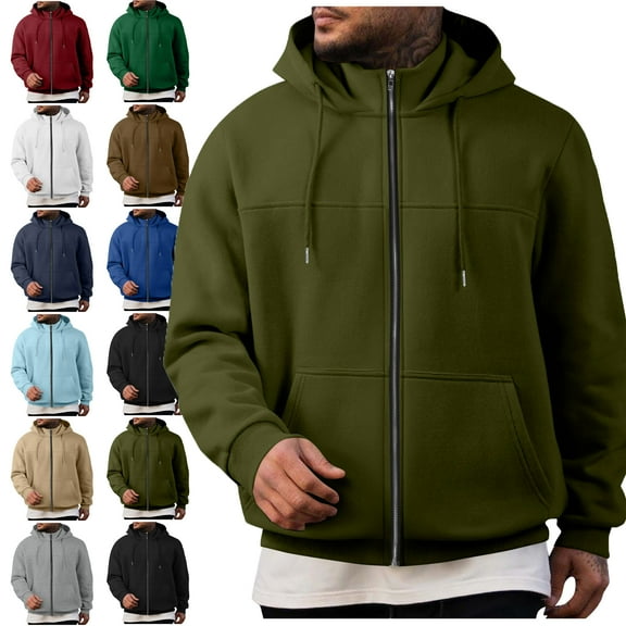 Lenago Men Hoodies Casual Hoodies for Men with Zip Pockets Full Zip Long Sleeve Sweatshirt Sports Hooded Jacket Cardigan Hooded Pullover Sweatshirt Pocket Hooded Sweatshirt Coat