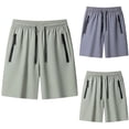 thumbnail image 1 of Lenago Men Shorts Shorts for Men Men Casual Shorts Men's Summer Casual Solid Color Drawstring Elastic Waist Zippered Pocket Pants Gray XXXL, 1 of 5