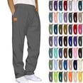 thumbnail image 1 of Lenago Men Sweatpants Solid Color Sports Long Pants Sweatpants Straight Leg Men's Pants Leather Label Men's Pants Sweatpants Joggers for Men, 1 of 4