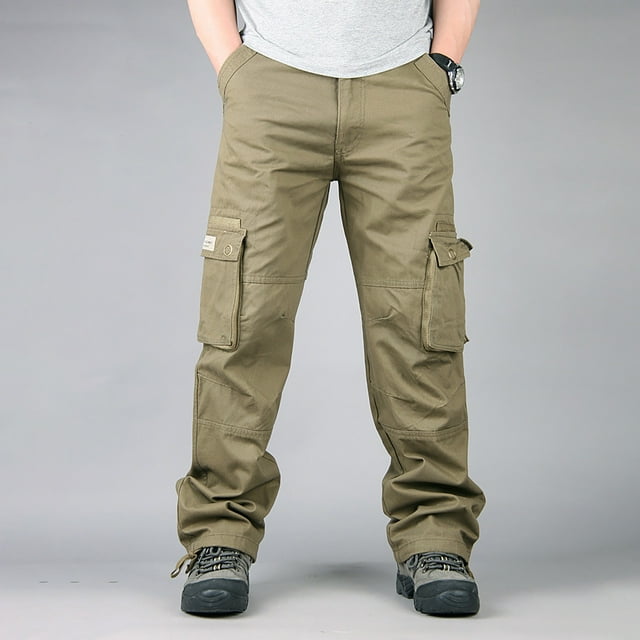 Lenago Men's Casual Military Cargo Pants Slim Multi Pocket Straight ...