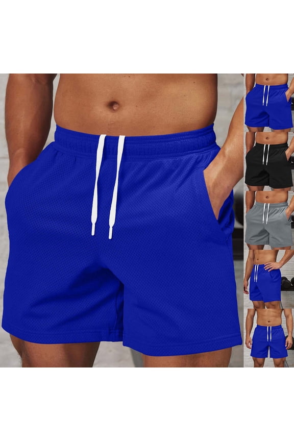 Ndbuld Dickies Shorts for Men Men's Solid Color Pants Bandage Elastic Waist Pocket Casual Fashionable Shorts Black M