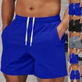thumbnail image 1 of Lenago Men's Shorts Athletic Mens Shorts Casual Men's Solid Color Pants Bandage Elastic Waist Pocket Casual Fashionable Shorts Gray XXL, 1 of 5