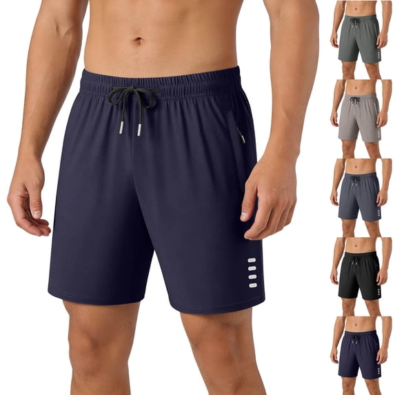 Lenago Men's Shorts Shorts Men Men Short Men's Solid Color Casual Sports Elastic Waist Zipper Pocket Shorts Dark Gray XL