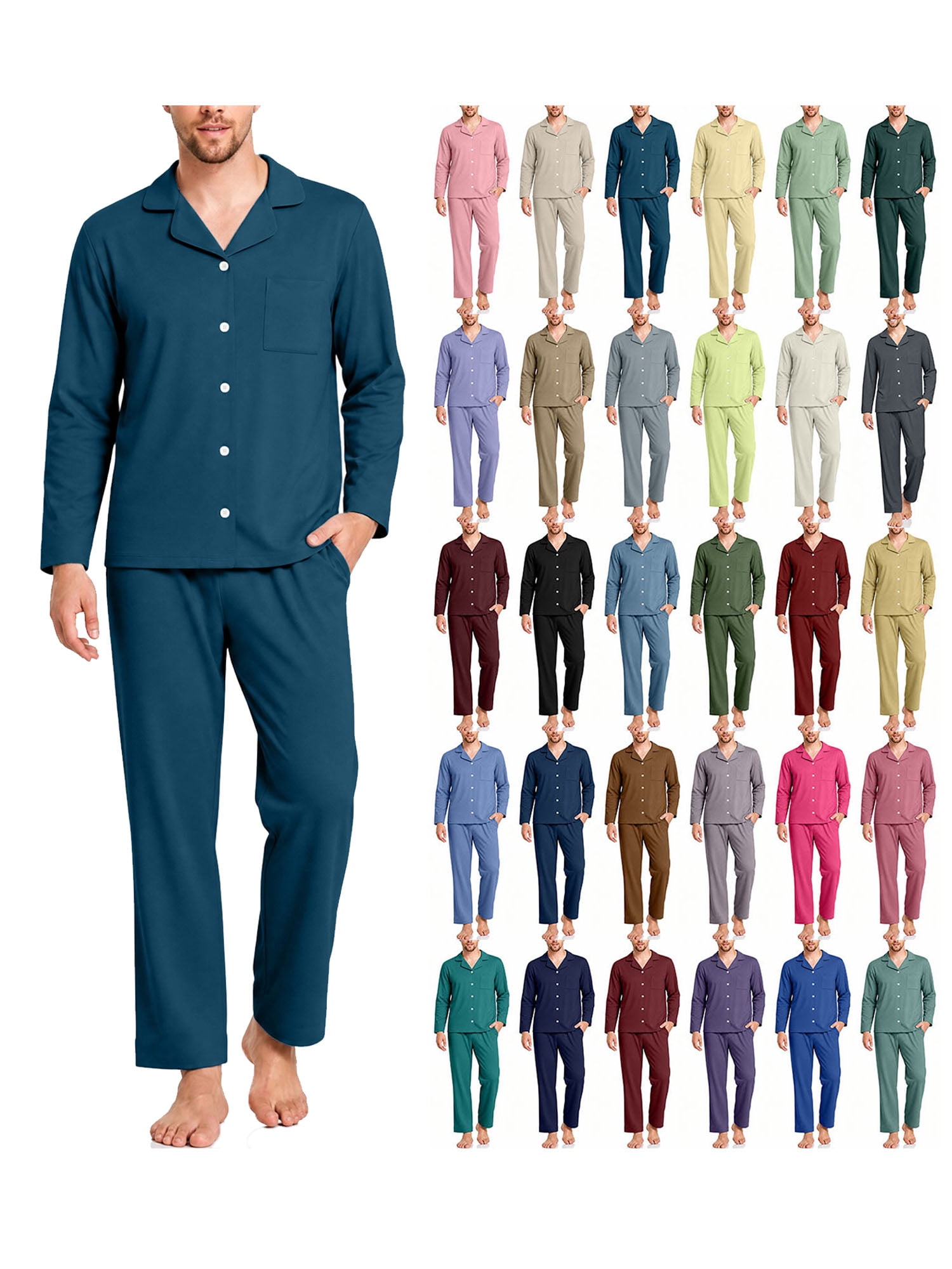 Bronze Rings Men Lenago Men's Solid Color Casual Long Sleeve And Long Pants Polyester ...