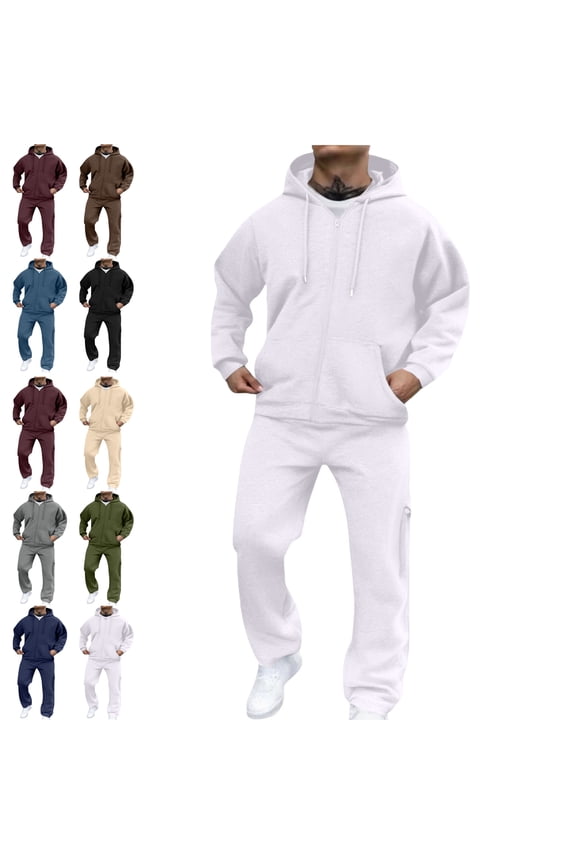 ,Men's Tracksuits Sweatsuits for Men Pullover Hooded Sports Sweat Track Suits 2 Piece Casual Athletic Jogging Warm Up Full Zip Sets Long Sleeve Trousers Two-Piece Elastic Waist Tracksuit