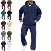 Lenago,Mens Tracksuits Sweatsuits for Men Pullover Hooded Sports Sweat Track Suits 2 Piece Casual Athletic Jogging Warm Up Full Zip Sets Long Sleeve Trousers Two-Piece Elastic Waist Tracksuit