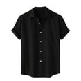 thumbnail image 1 of Lenago Mens Button Down Shirt Casual Solid Turndown Short Sleeve Button Closure Shirt Hawaii Blouse, 1 of 8