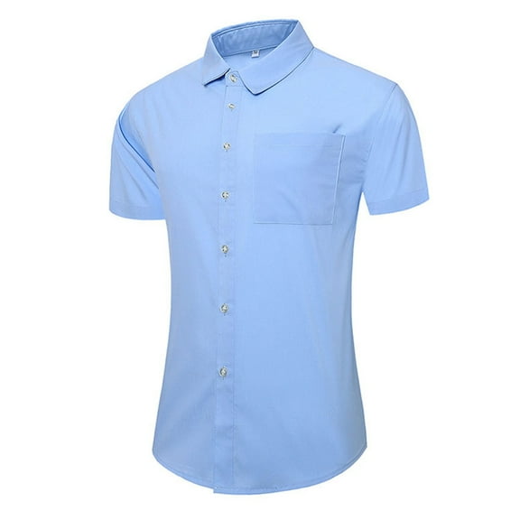 Lenago Mens Button Down Shirt Personality Design Sports Fitness T-shirt Short Sleeve Turn-Neck Blouses Shirts